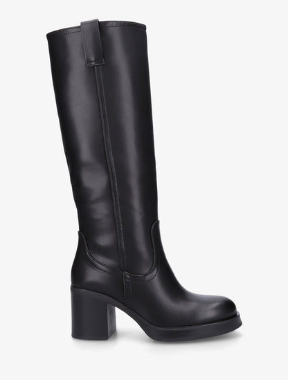 Bottes en simili à talon carré - Noir - 1