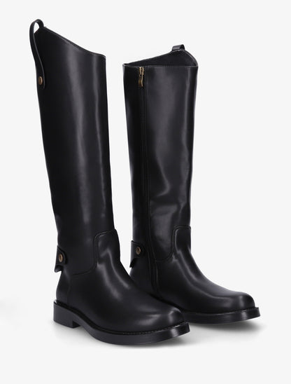 Bottes en simili à bout rond - Noir - 4