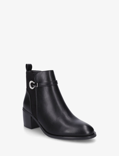 Bottines bimatière à boucle strassée - Noir - 2