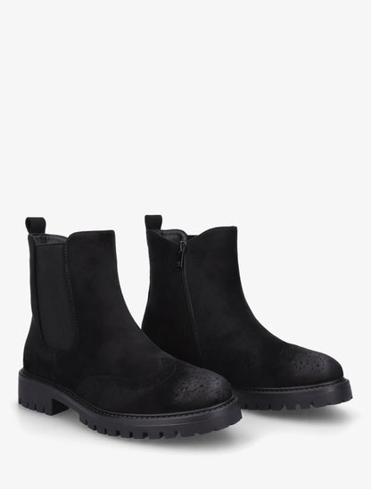 Bottines élastiquées en suédine - Noir - 4