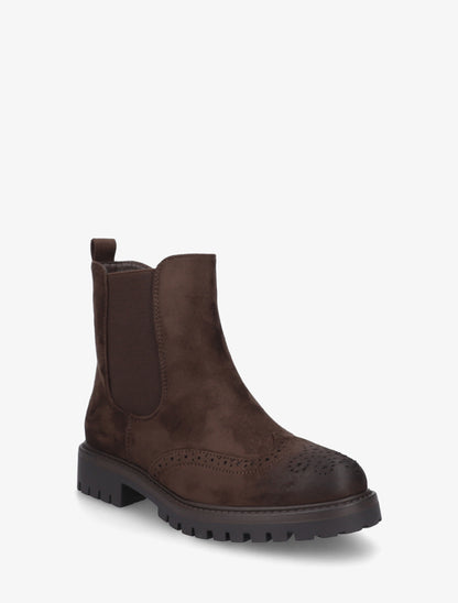 Bottines élastiquées en suédine - Marron - 2
