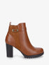 Bottines à empiècement en suédine et talon haut - Camel - 1