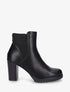 Bottines à talon haut et semelle crantée en simili - Noir - 1
