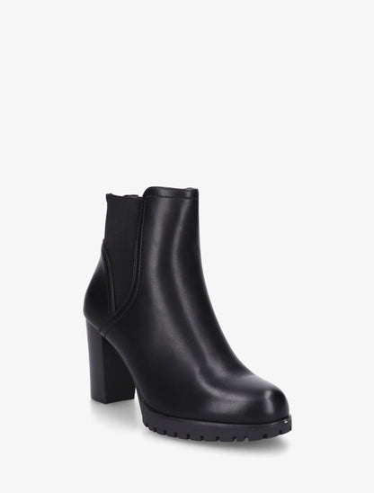 Bottines à talon haut et semelle crantée en simili - Noir - 2