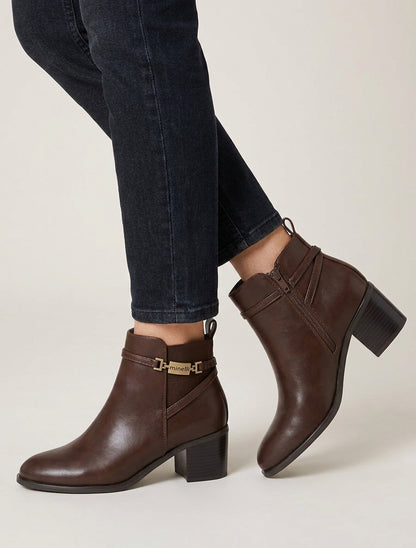 Bottines élastiquées en simili - Marron