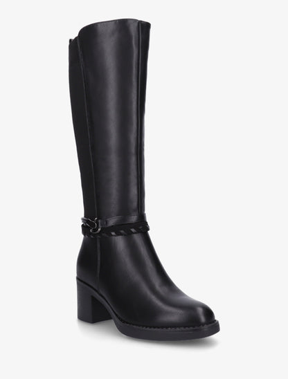 Bottes en simili à sangles fantaisies - Noir - 2