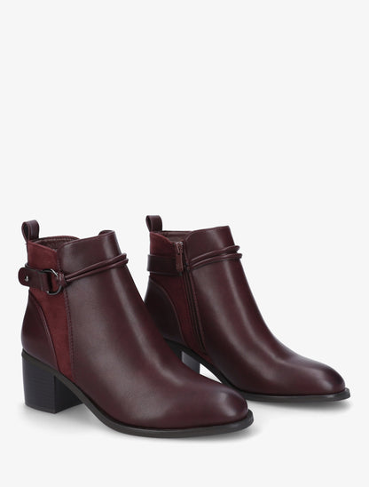 Bottines en simili et suédine - Bordeaux - 4