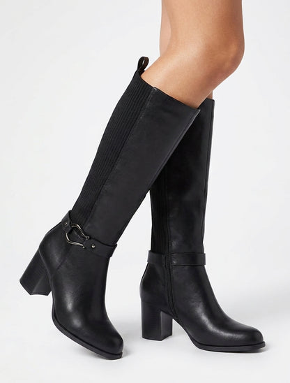 Bottes unies bimatière - Noir