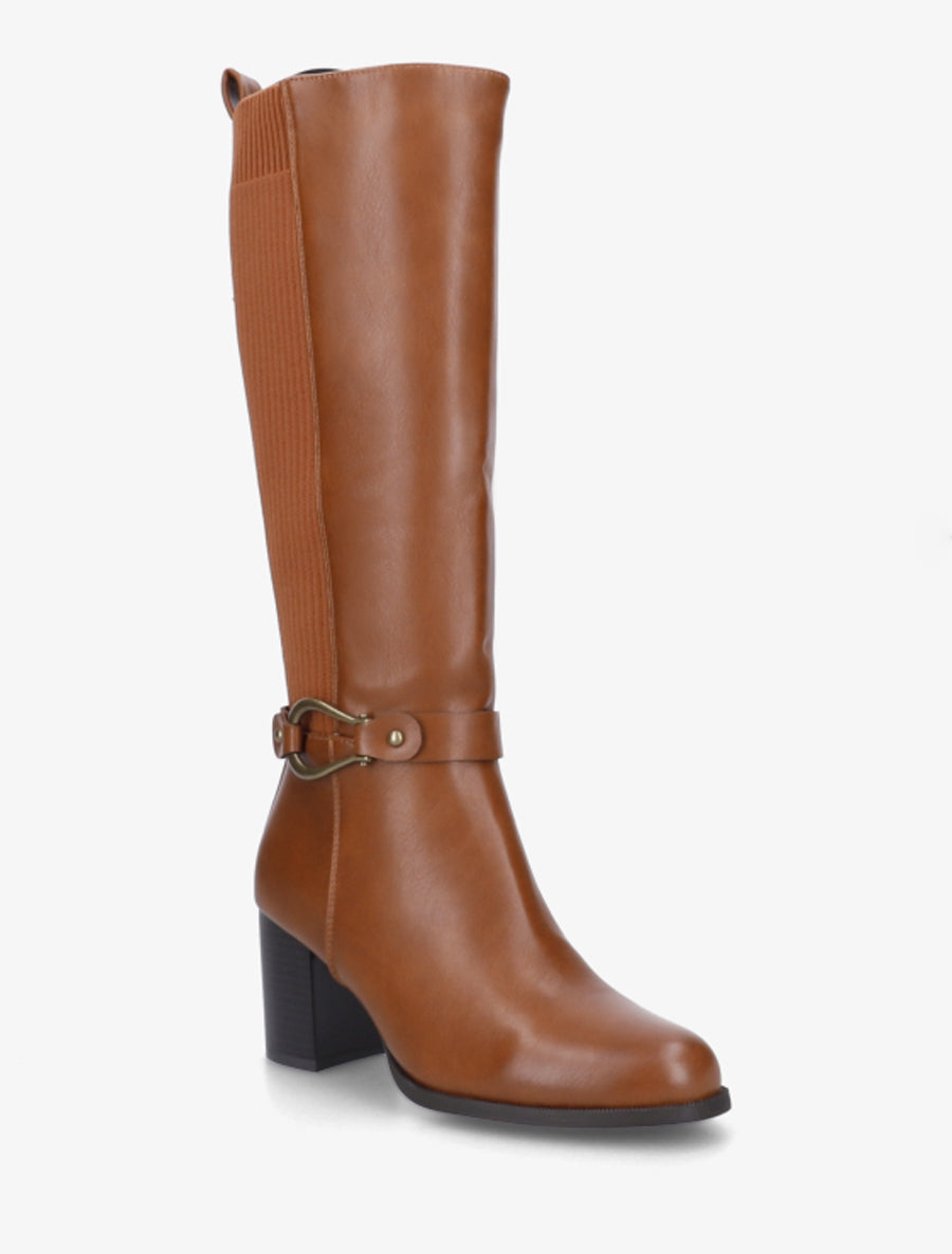 Bottes unies bimatière - Camel - 2