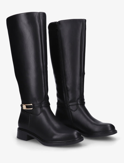 Bottes élastiquées en simili - Noir - 4