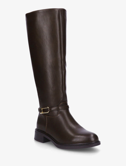 Bottes élastiquées en simili - Marron - 2