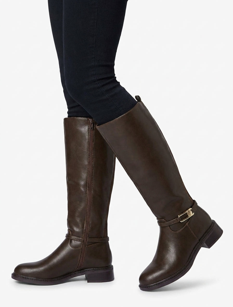 Elastische laarzen van imitatieleer - Bruin