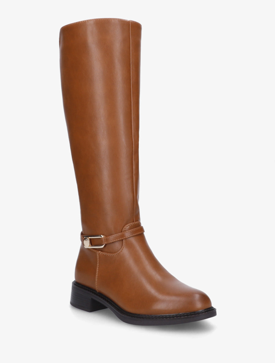 Bottes élastiquées en simili - Camel - 2