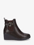 Bottines compensées en simili à boucle ronde - Marron - 1