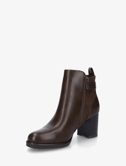 Bottines en simili et suédine à boucle métallique - Marron - 3