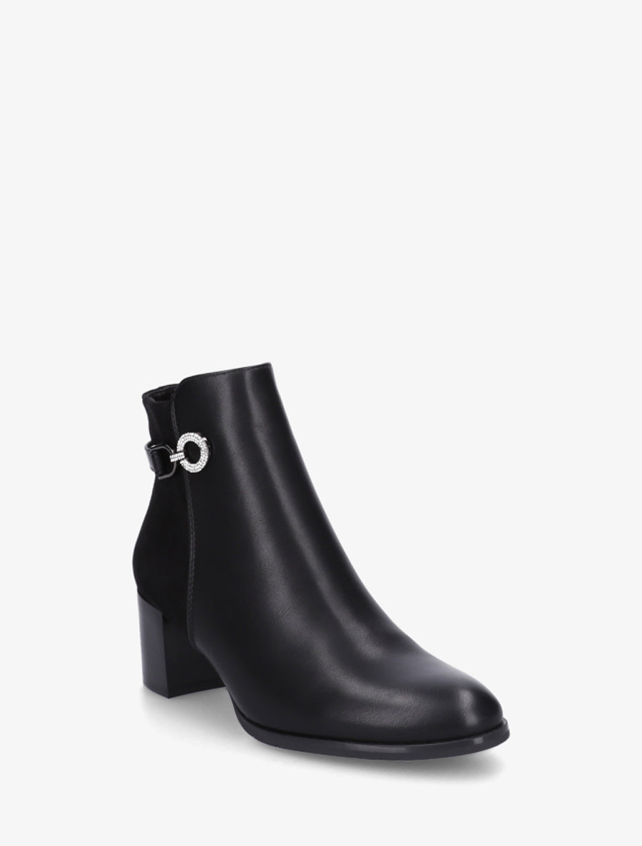 Bottines bimatière à boucle strassée - Noir - 2