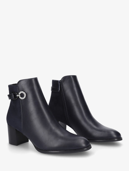 Bottines bimatière à boucle strassée - Marine - 4