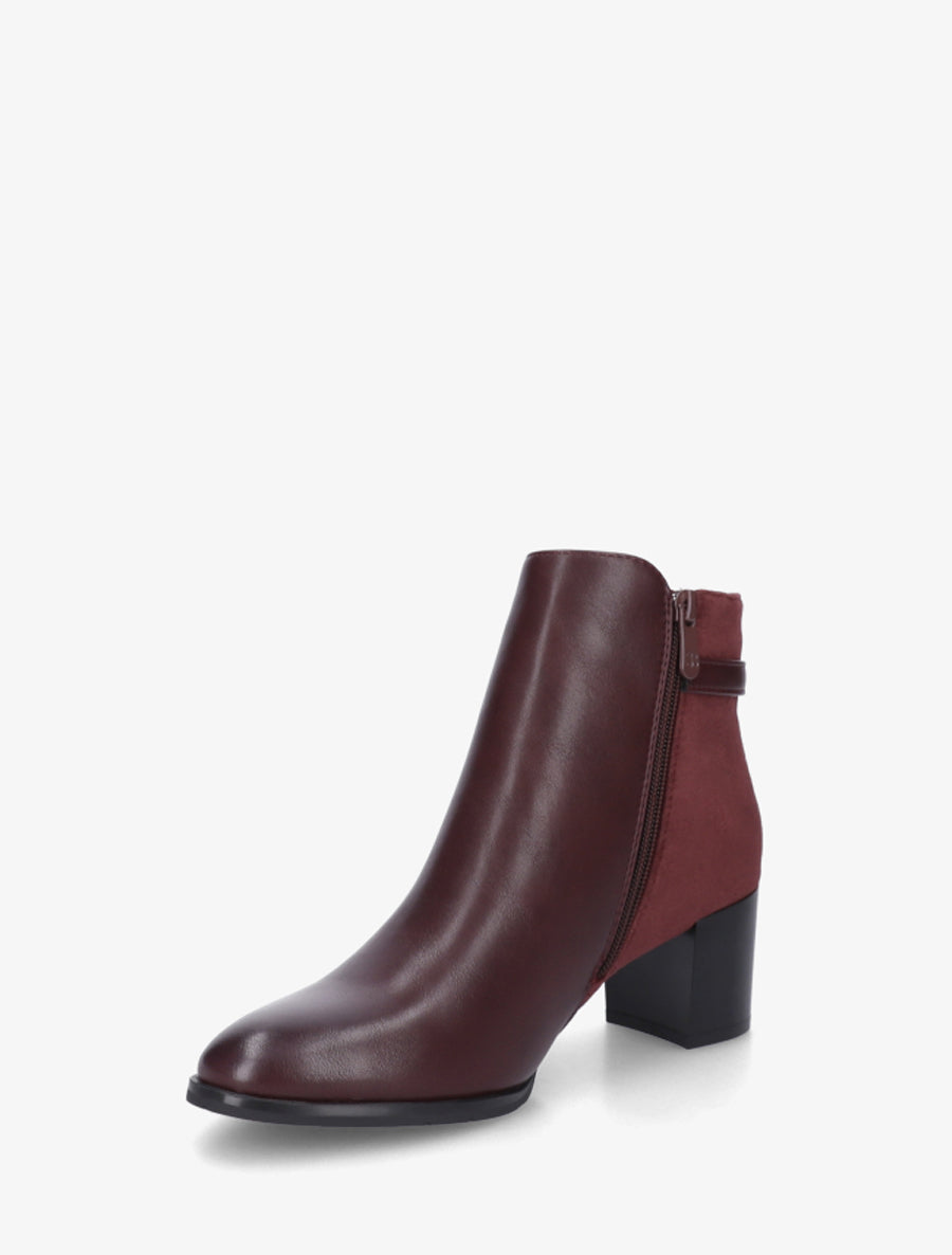 Bottines bimatière à boucle strassée - Bordeaux - 3