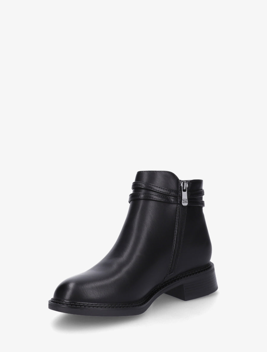 Bottines plates à boucle fantaisie - Noir - 3