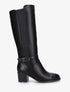 Bottes élastiquées en simili à boucle fantaisie - Noir - 1