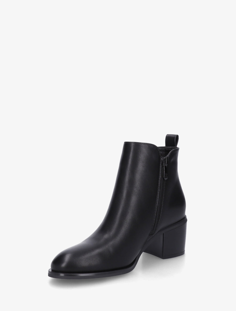 Bottines en simili à zip décoratif - Noir - 3
