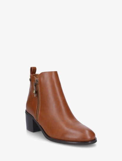 Bottines en simili à zip décoratif - Camel - 2
