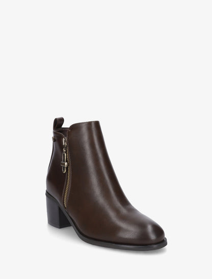 Bottines en simili à zip décoratif - Marron - 2
