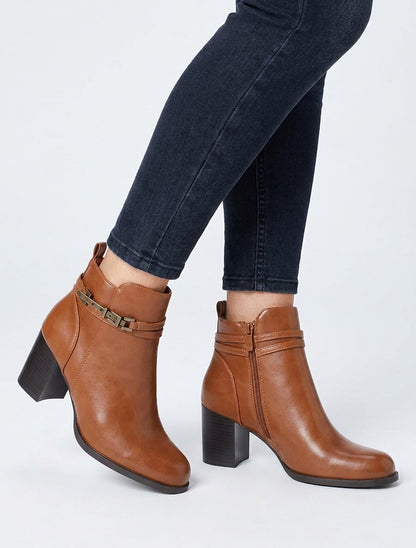 Bottines classiques en simili - Camel