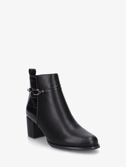 Bottines empiècement croco et bijoux métalliques - Noir - 2