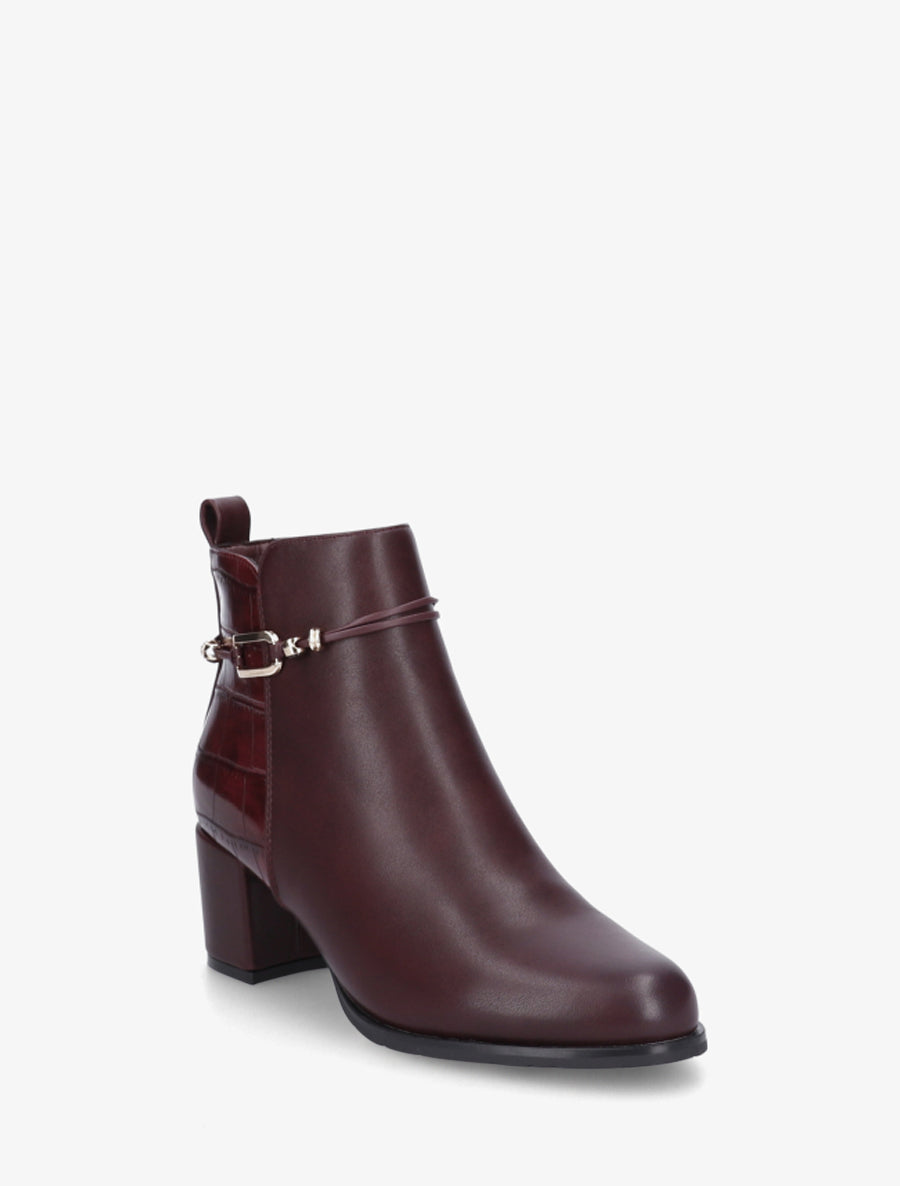 Bottines empiècement croco et bijoux métalliques - Bordeaux - 2