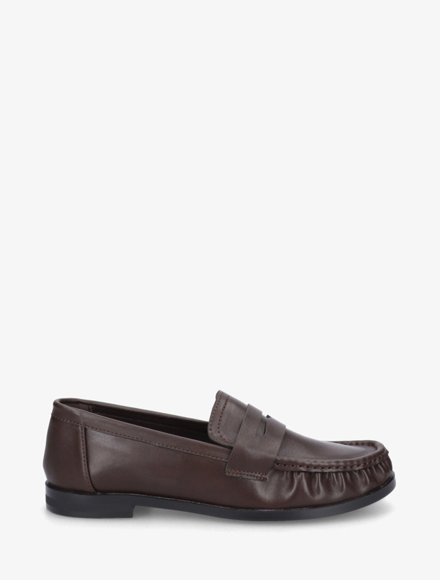 Mocassins unis en simili - Marron - 1