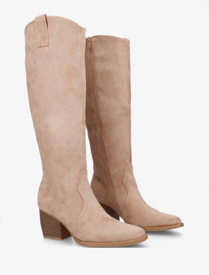 Bottes en suédine à bout pointu - Beige - 4