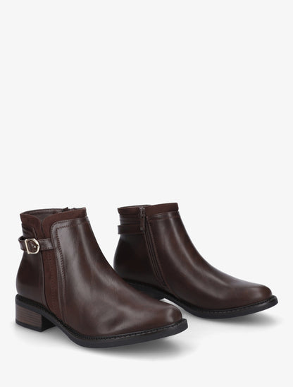 Bottines en simili à boucle et empiècement suédine - Marron - 4