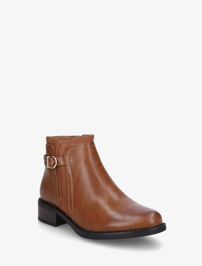 Bottines en simili à boucle et empiècement suédine - Camel - 2