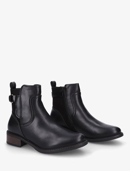 Bottines en simili et suédine - Noir - 4