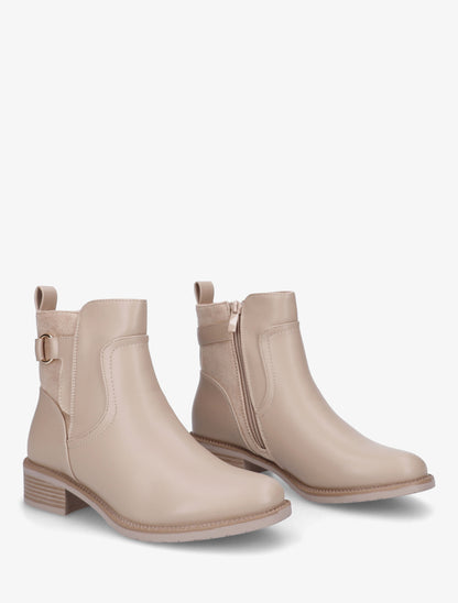Bottines en simili et suédine - Taupe - 4