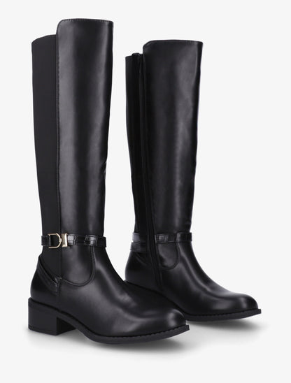 Bottes en simili style cavalière - Noir - 4