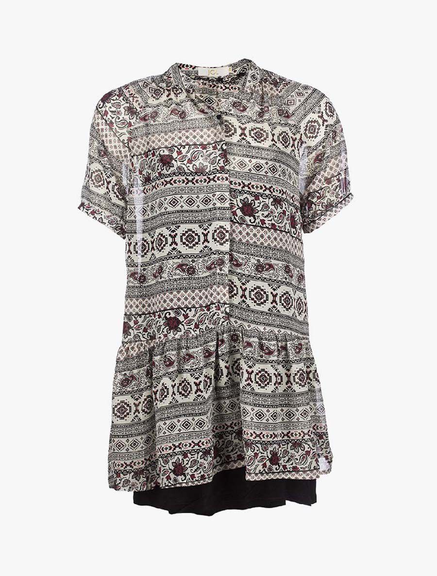 Robe à motifs géométriques - Écru - 3