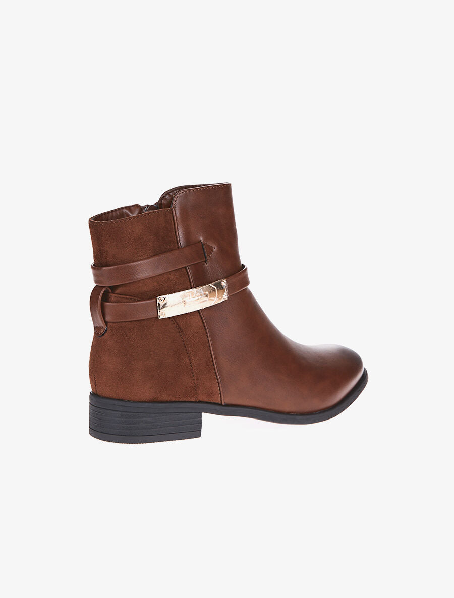 Boots arrière daim et lanières - Camel - 4