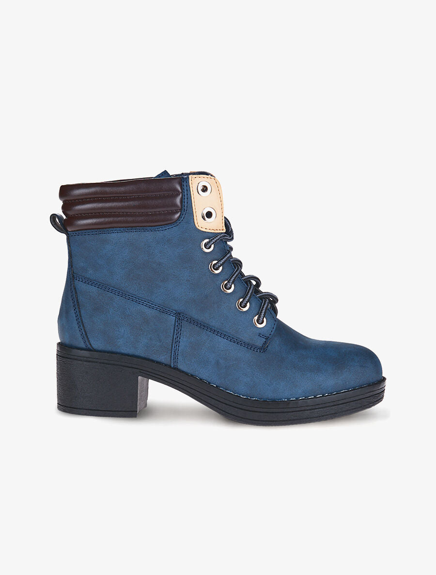 Bottines sport petits talons - Marine - 1