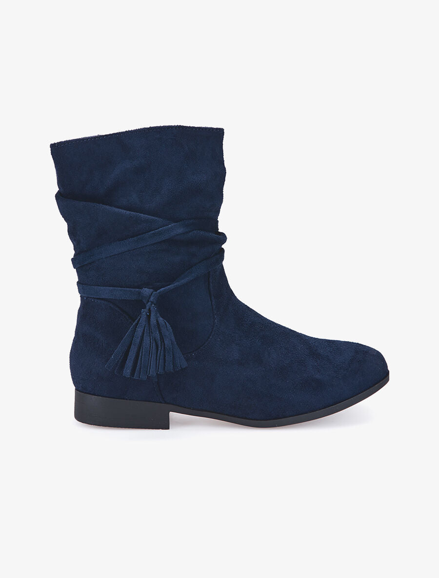 Bottines suédine à lanière simple - Marine - 1