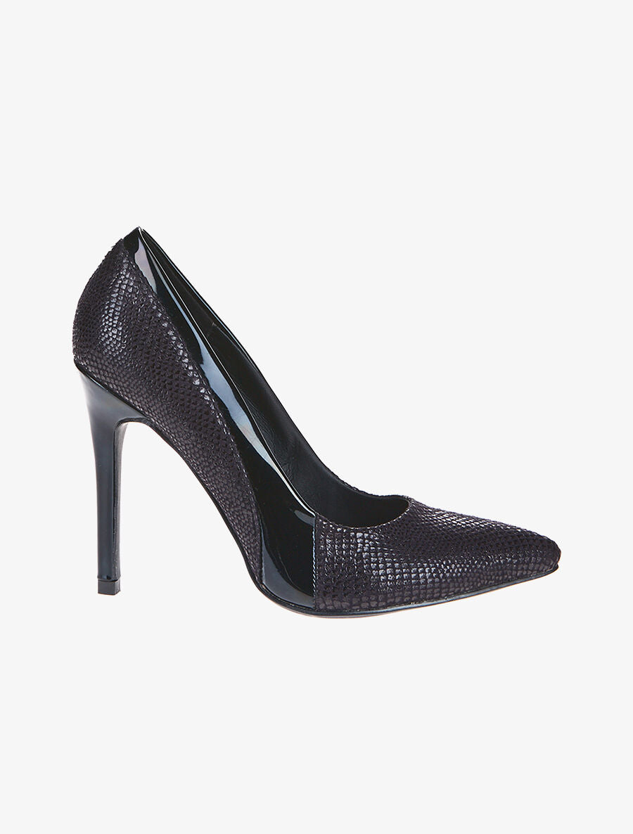 Escarpins bimatière serpent - noir - 5