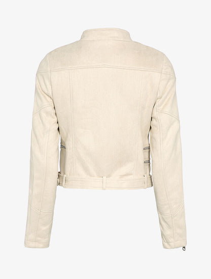 Perfecto court en suédine - Beige - 3