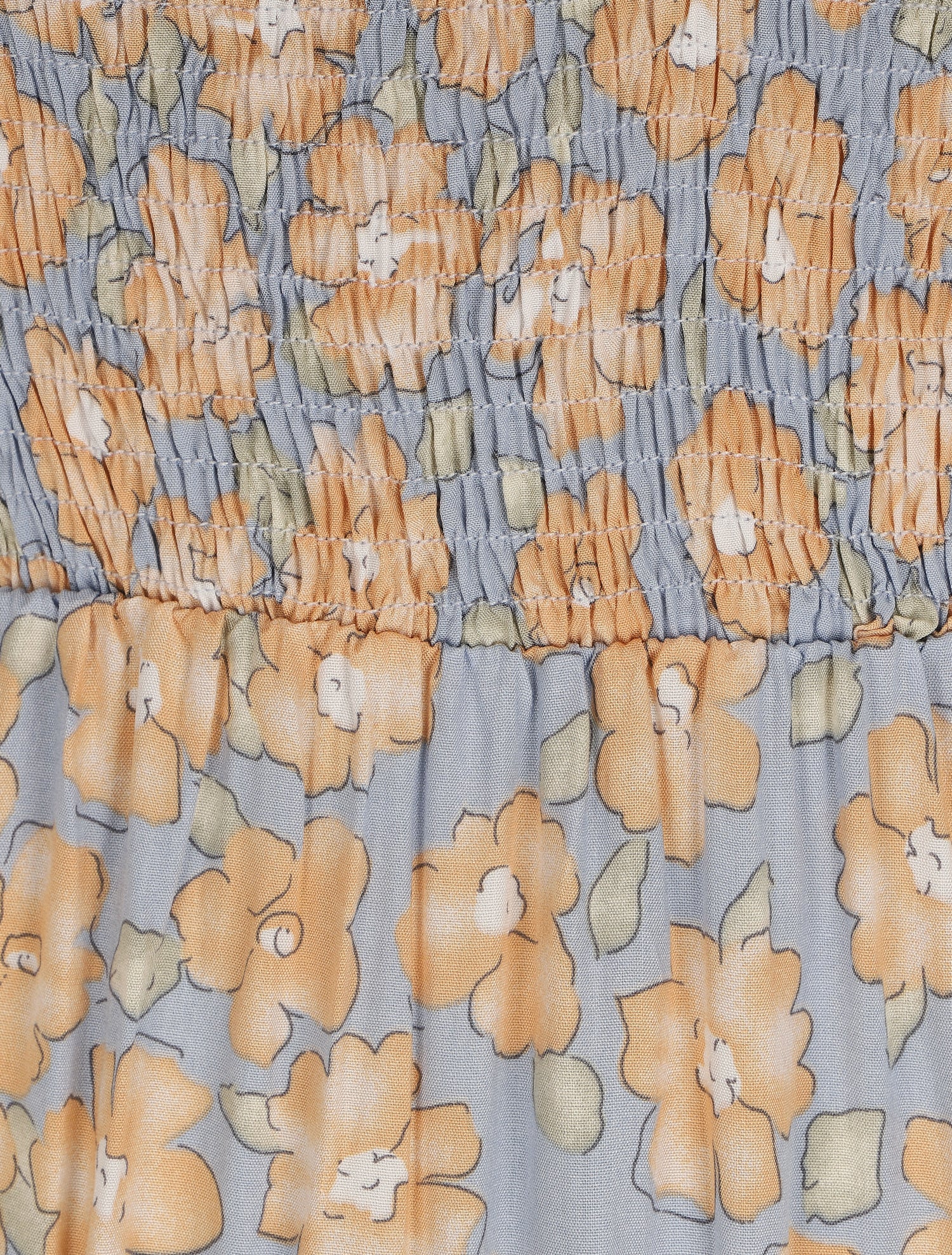 Robe longue élastiquée imprimé fleuri - Beige - 4
