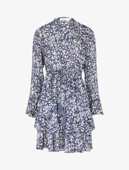 Robe patineuse volantée et satinée - Bleu - 1