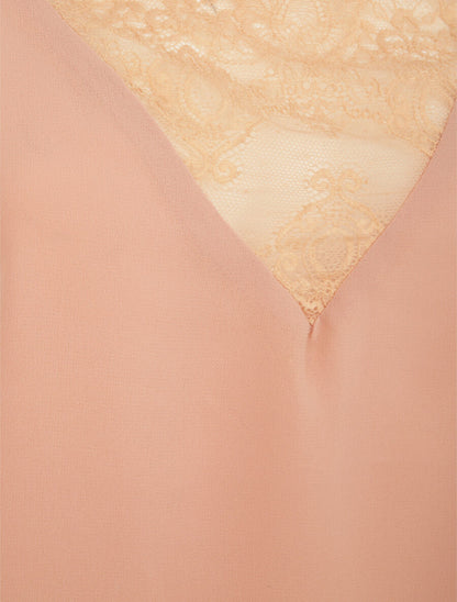 Caraco à col en dentelle - Rose poudré - 3