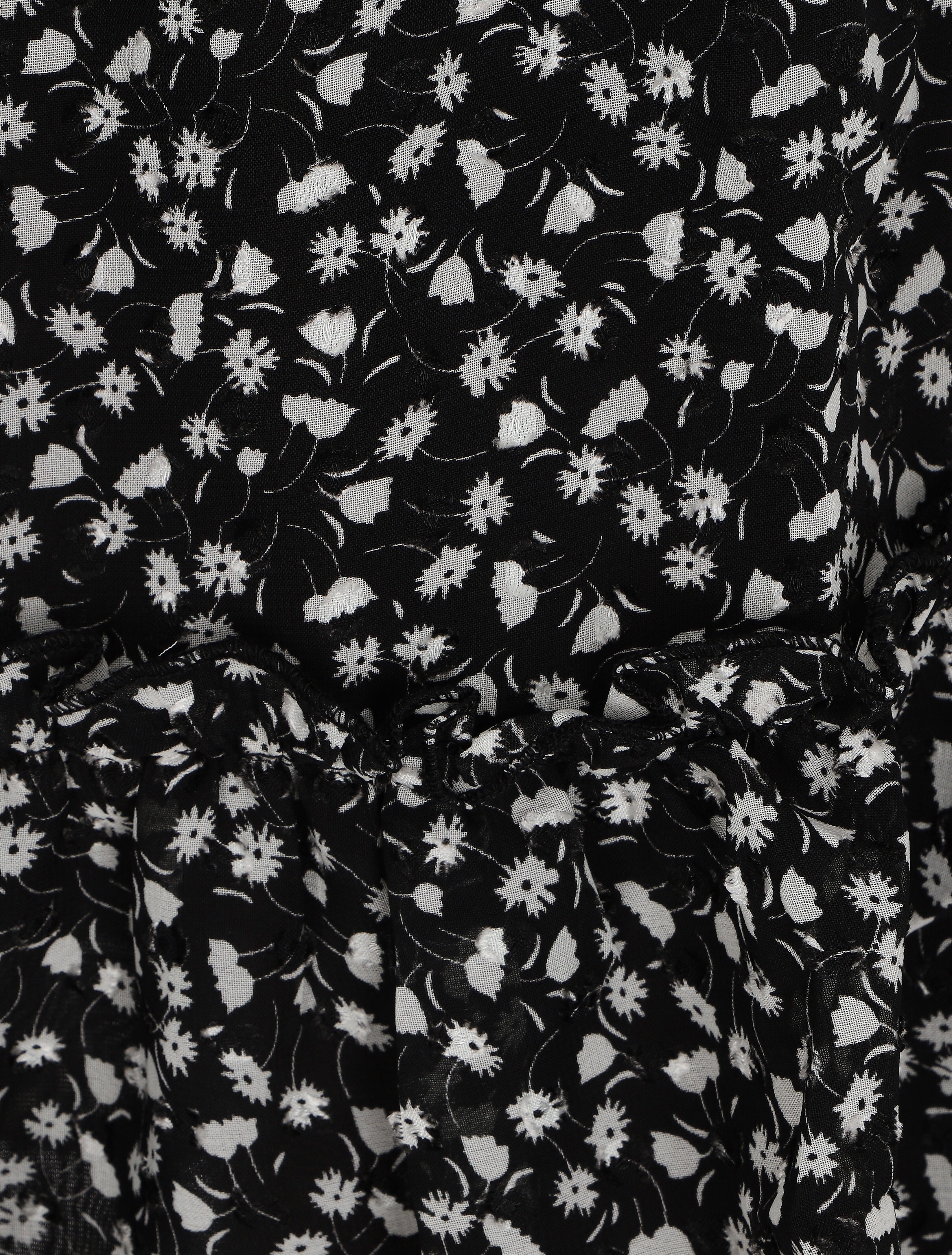 Jupe courte à imprimé fleuri et bords volantés - Noir - 3