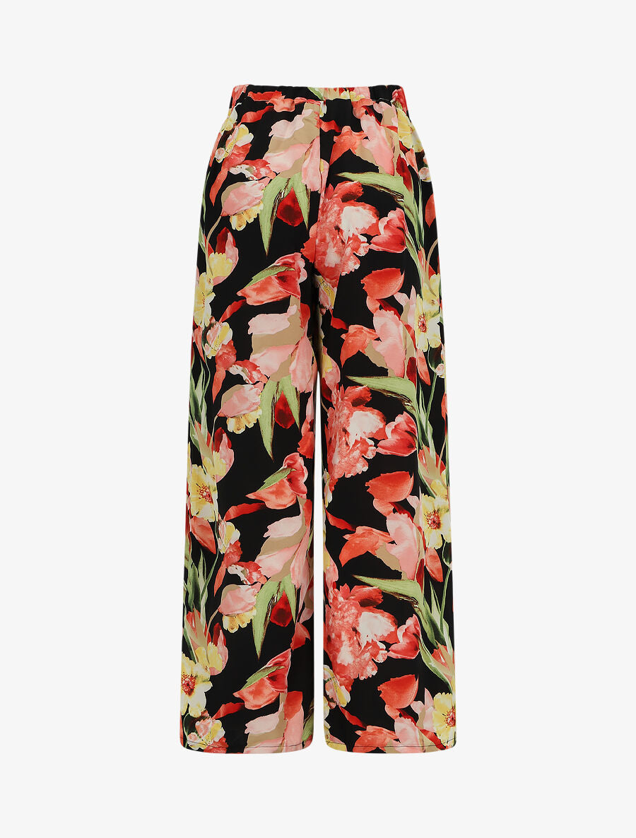 Pantalon ample à imprimé fleuri - Noir - 2