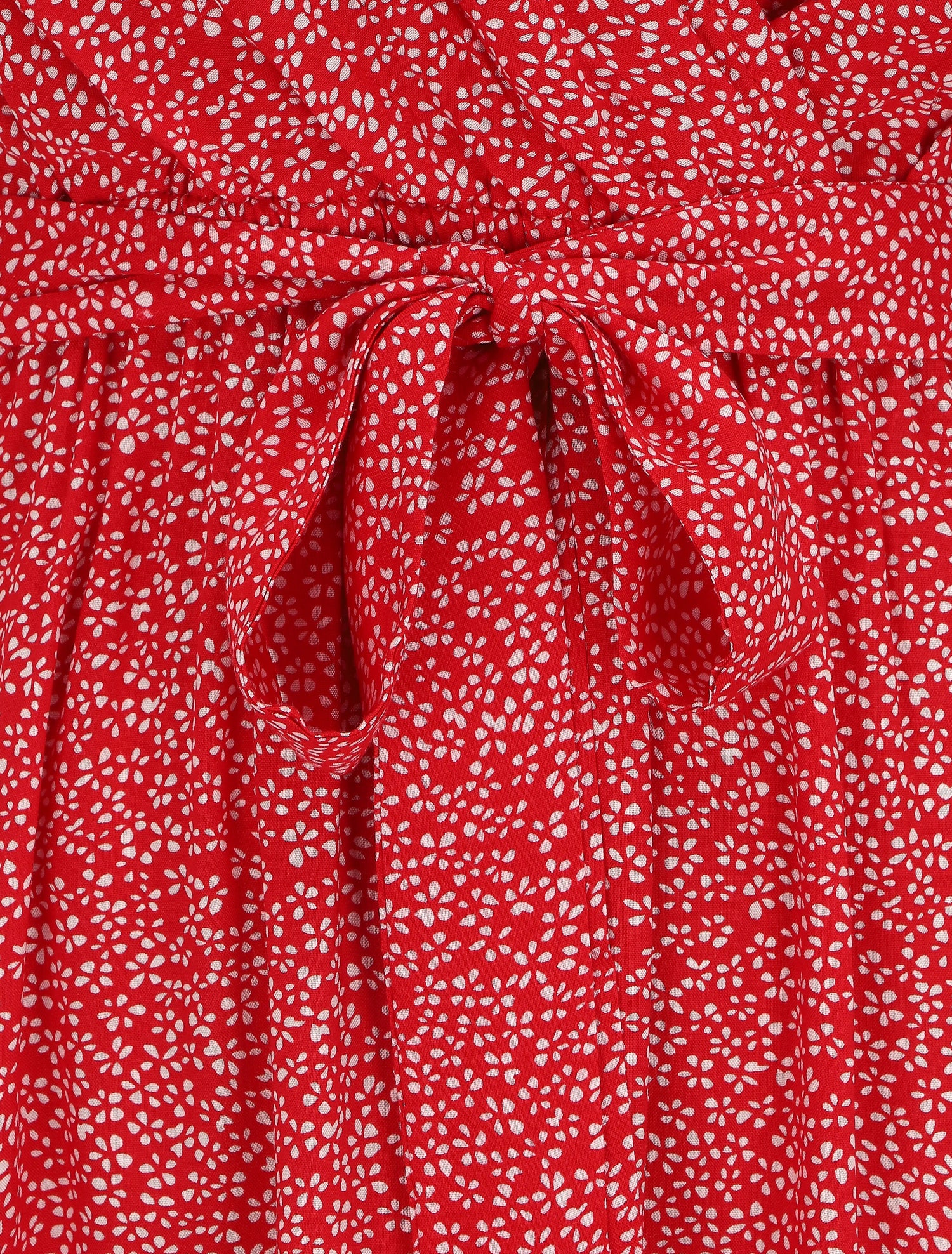 Robe mi-longue à imprimé fleuri - Rouge - 3