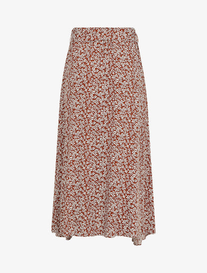 Jupe longue boutonnée à bas asymétrique - Marron - 2